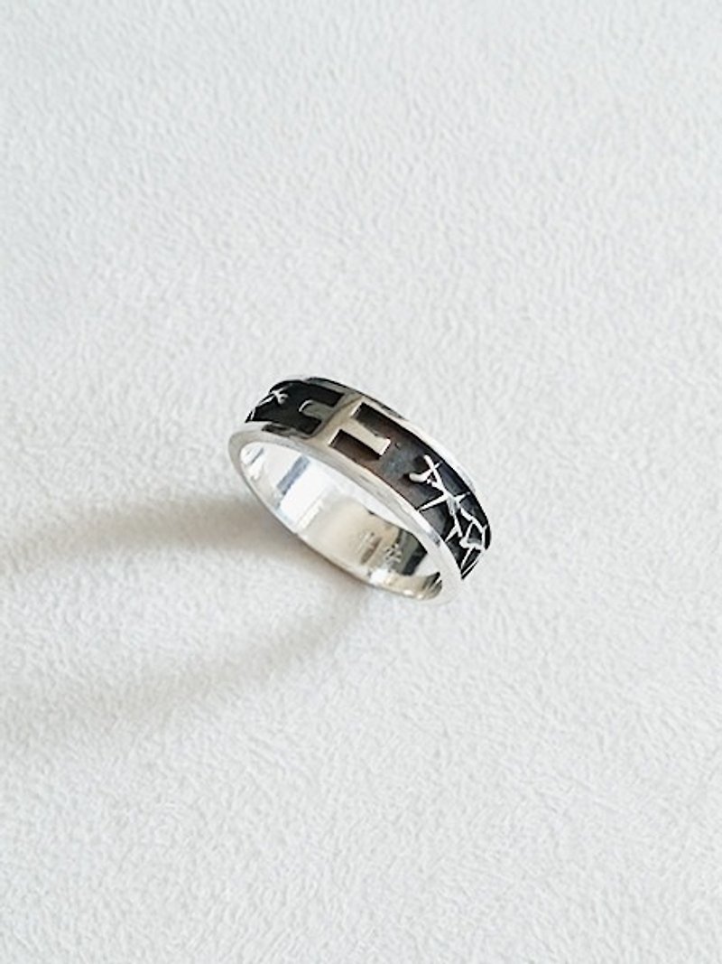 戒指 荆棘 硫化黑 925纯银 - 戒指 - 纯银 黑色