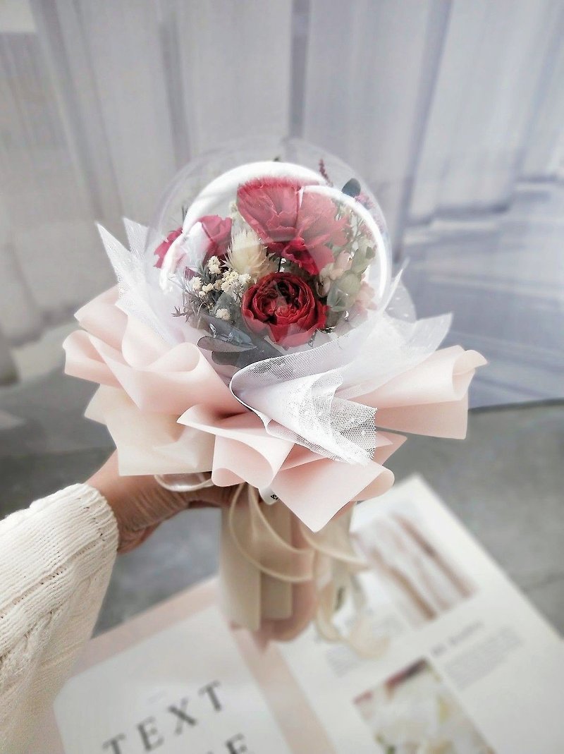 现货 毕业礼物-波波球康乃馨花束毕业 老师礼物 - 干燥花/捧花 - 植物．花 红色
