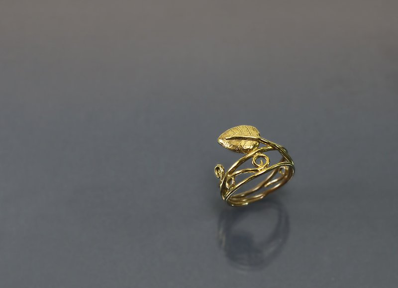 植物系列-叶子图腾黄铜戒 - 戒指 - 铜/黄铜 绿色
