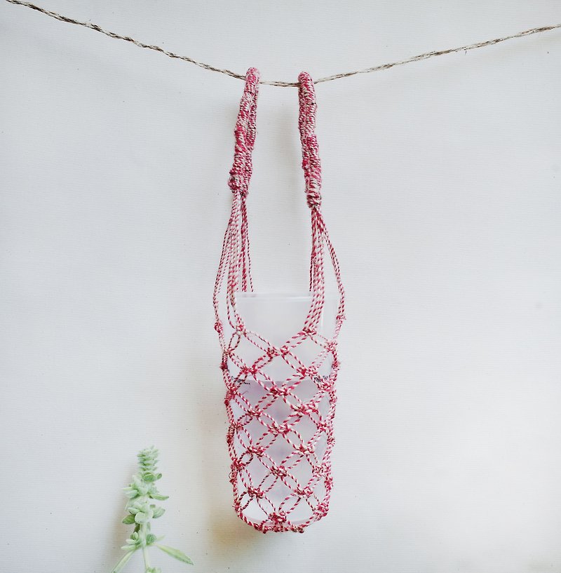 编织饮料 / 水壶提袋 桃子 - 手提包/手提袋 - 棉．麻 粉红色