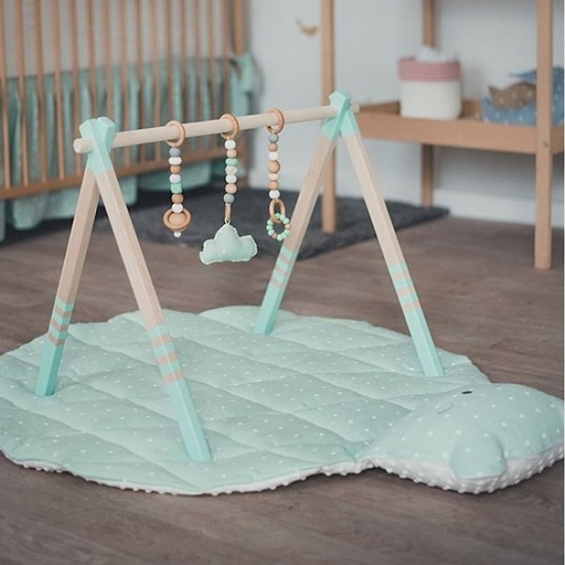 Wooden baby play gym and mobile accessories (light blue) - 玩具/玩偶 - 木头 