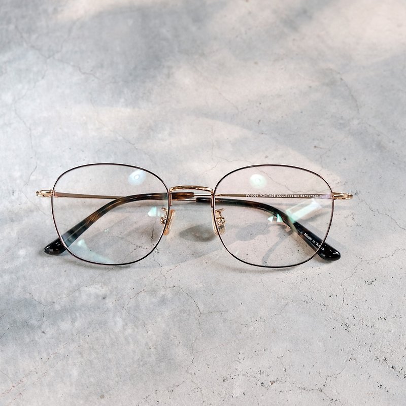 韩国 复古金属方框 百搭  超轻量框 眼镜 镜框  酒红金 - 眼镜/眼镜框 - 其他金属 