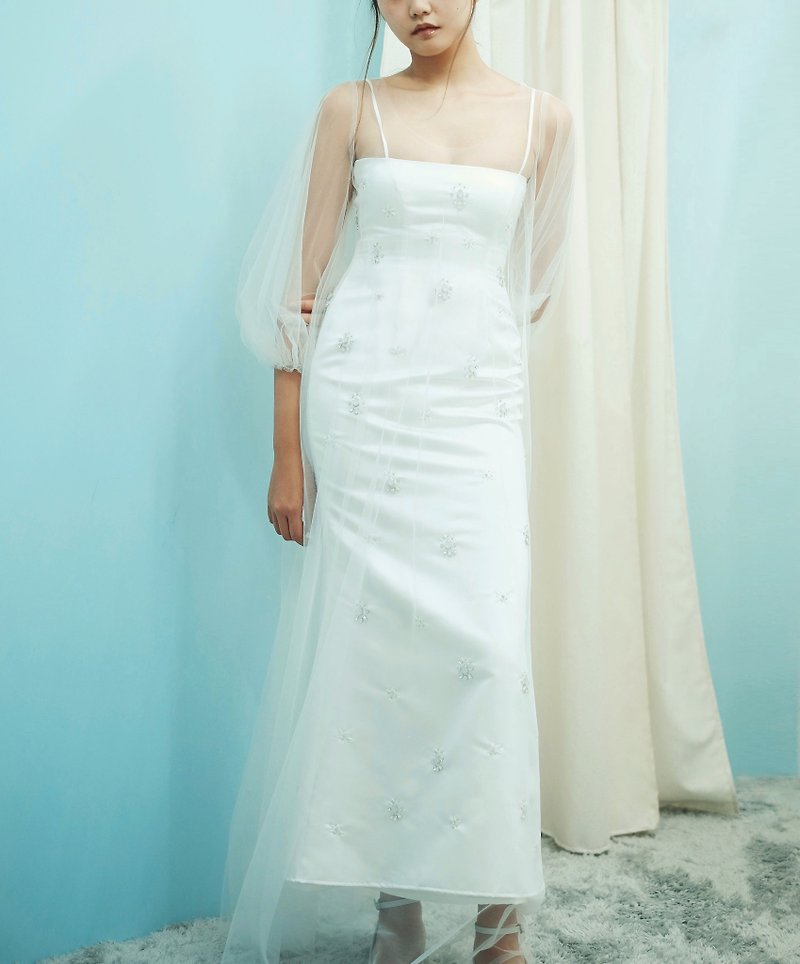 Love Philosophy Bridal简约婚纱－长纱裙及吊带Swarovski钉珠裙 - 洋装/连衣裙 - 其他材质 白色
