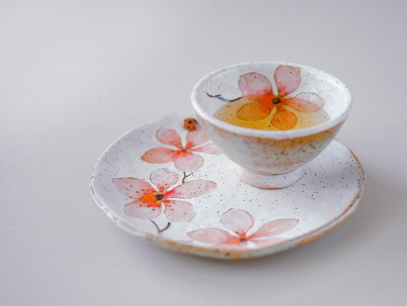 午茶组・台湾千代兰系列 - 盘子/餐盘/盘架 - 陶 粉红色