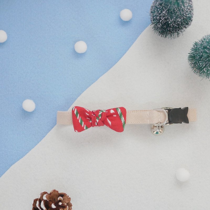 Candy Bow X&#x27;mas series Breakaway Cat collar | Red Candy Cane