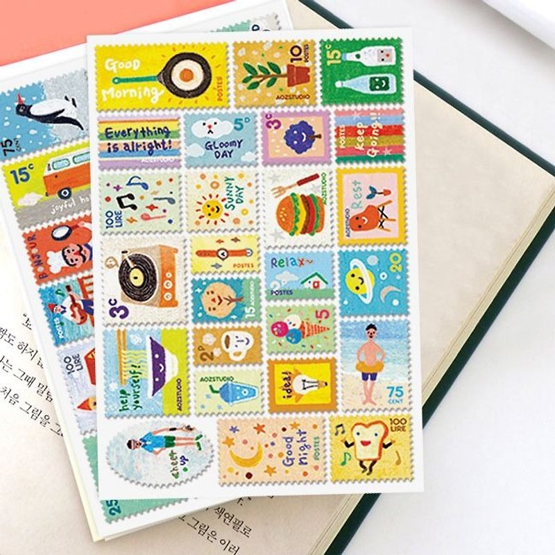 7321 Desgin-邮票贴纸组V4-Aoz B02,7321-04566 - 贴纸 - 纸 多色