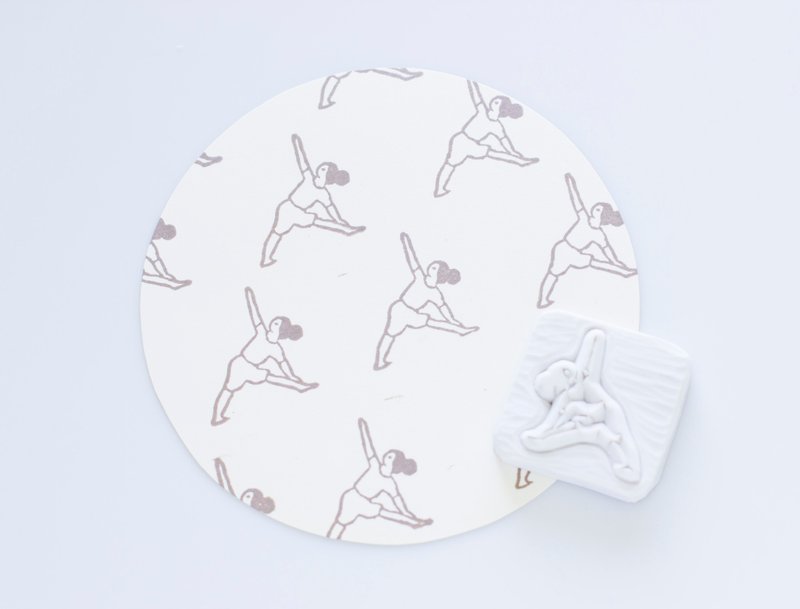 手刻橡皮章 印章 瑜珈女孩 瑜珈 文具 -5 - 印章/印台 - 橡胶 白色