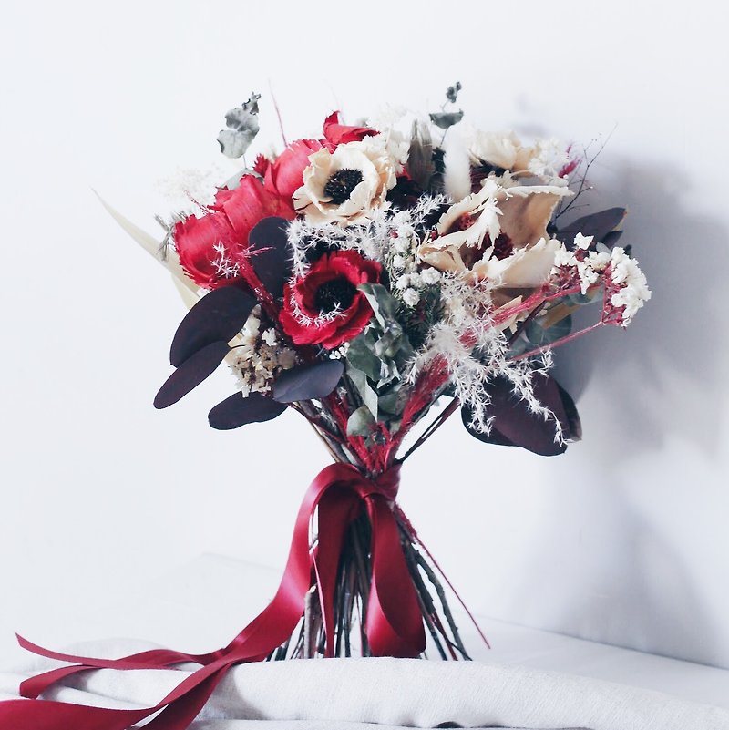 Wedding Bouquet!【智慧女神-Athena】捧花 干燥花 婚礼 含花盒 - 干燥花/捧花 - 纸 红色