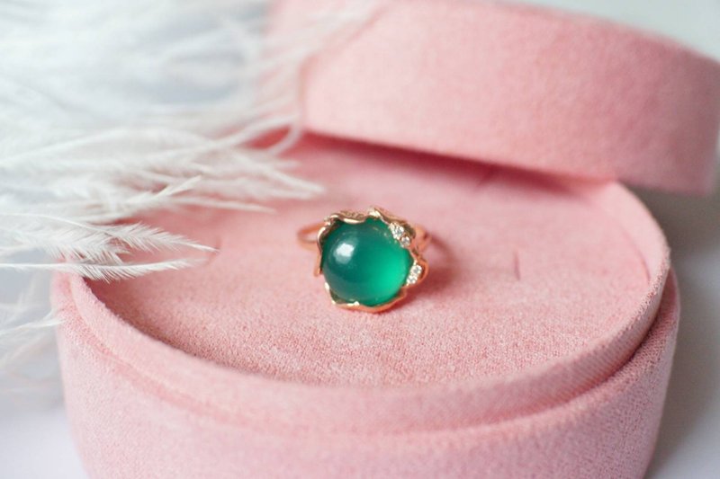 Natural Green Agate Silver925 Ring - 戒指 - 纯银 