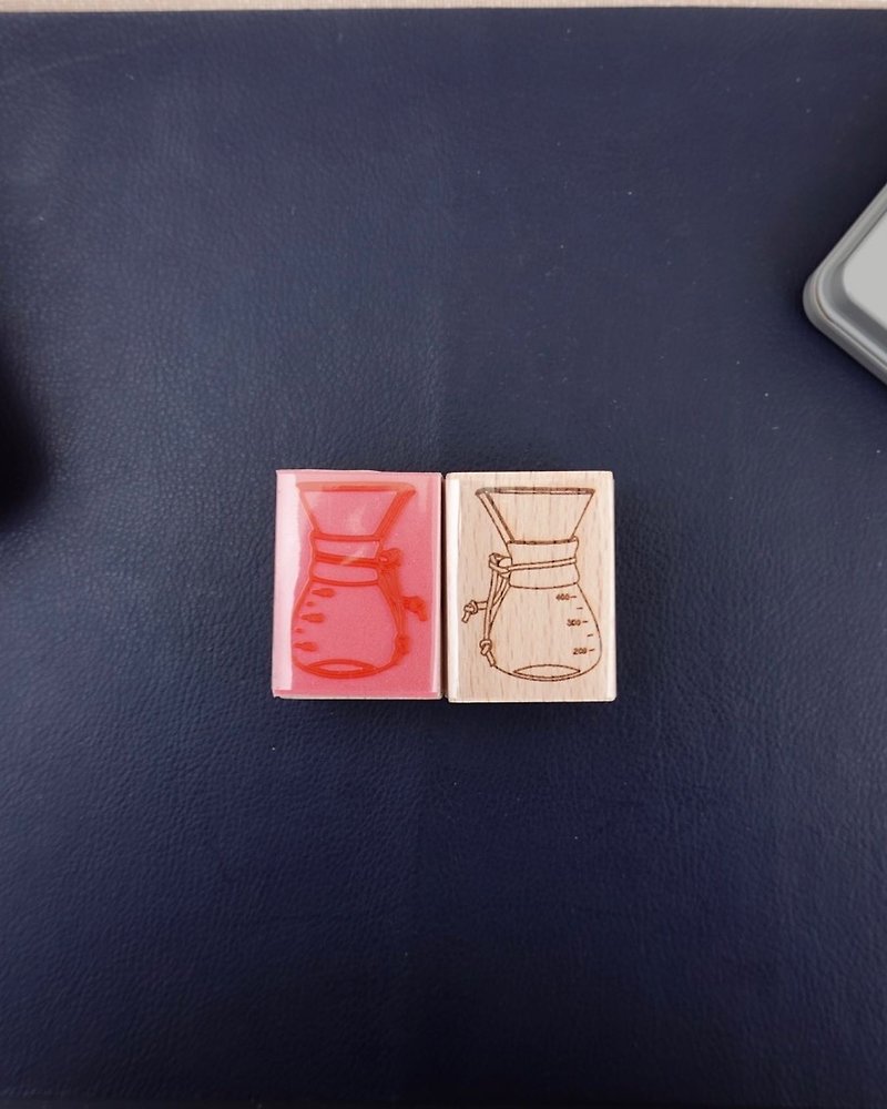 自黏胶板印面榉木印章-手冲壶 - 印章/印台 - 木头 