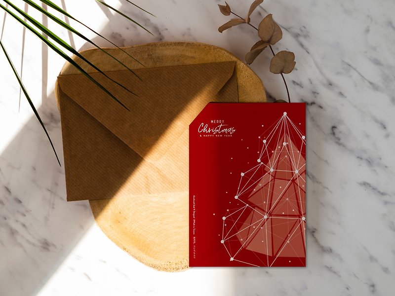 红色线条圣诞树【CM18021】洛可可草莓 WELKIN明信片圣诞卡 - 卡片/明信片 - 纸 