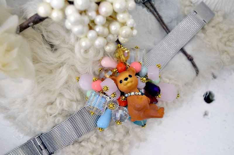 TIMBEE LO 甜品系小熊珠子水晶钢手带 - 手链/手环 - 其他材质 多色