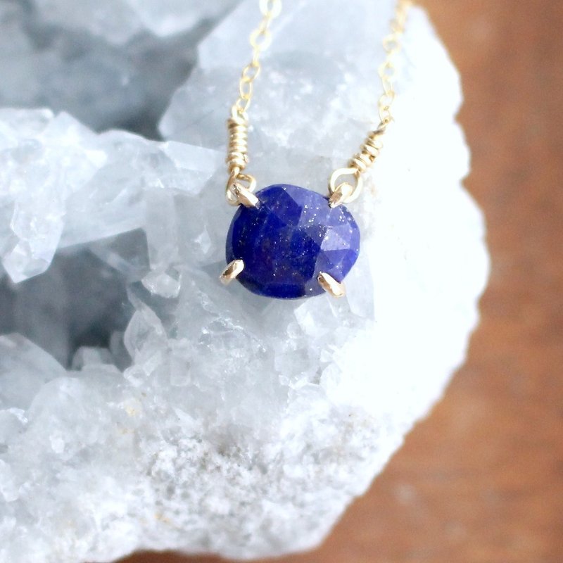 12月誕生石　強運　14KGFラピスラズリ天然石の一粒ネックレス - 项链 - 宝石 蓝色