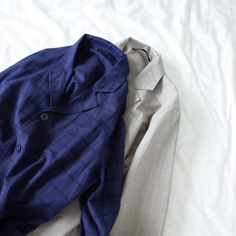 夏秋穿的长版外套 藏蓝色 - 女装休闲/机能外套 - 棉．麻 蓝色