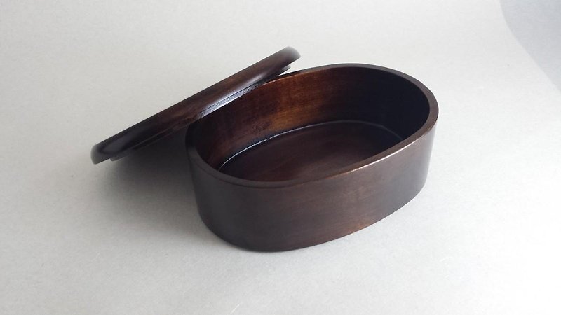 1段楕円弁当箱　拭漆 - 厨房用具 - 木头 咖啡色