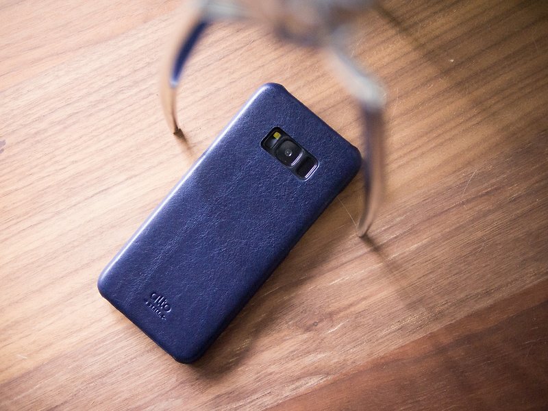 【定制化礼物】皮革手机壳 Galaxy S8 5.8寸 - 海军蓝 - 手机壳/手机套 - 真皮 蓝色