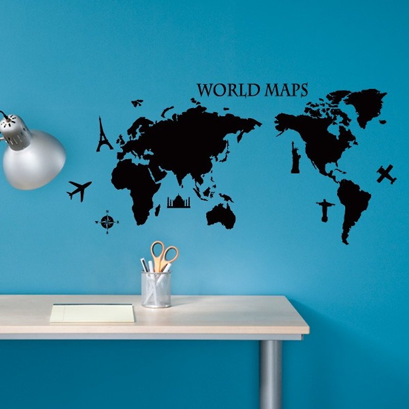Smart Design 创意无痕壁贴-世界地图 8色可选 - 墙贴/壁贴 - 其他材质 黑色