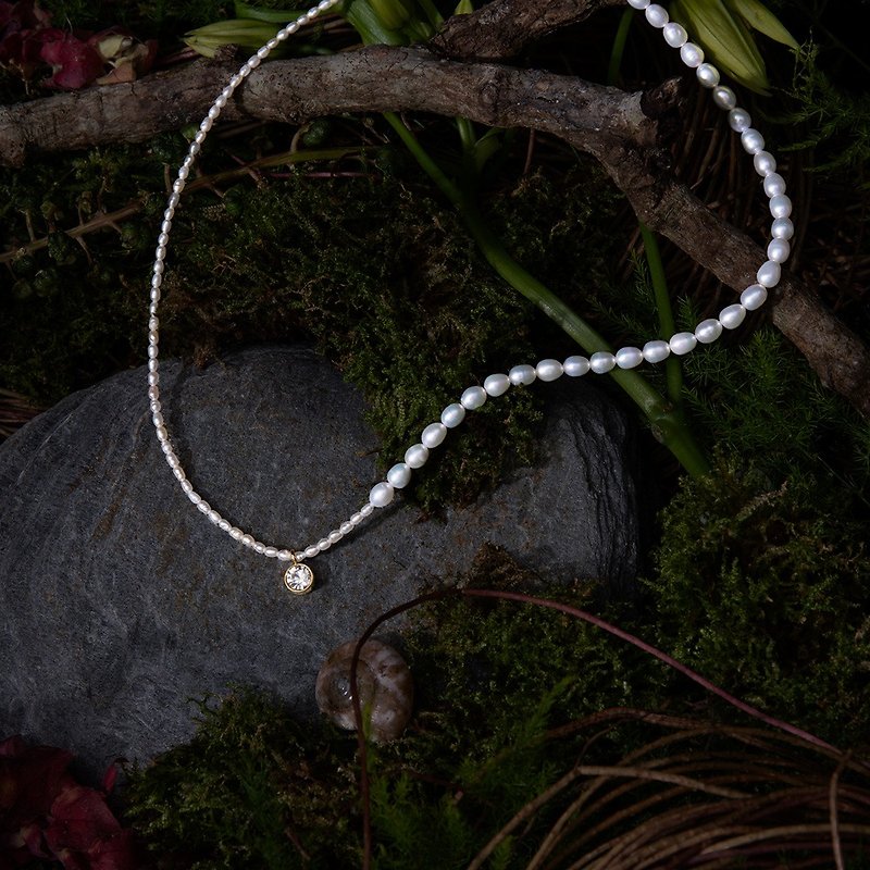 珍珠锆钻项链 (项链手链两用) - 项链 - 珍珠 银色