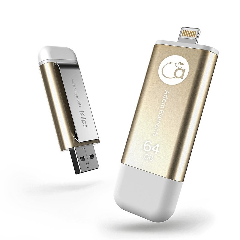 【福利品】iKlips 64GB 苹果iOS USB3.1双向随身碟 金 - U盘 - 其他金属 金色