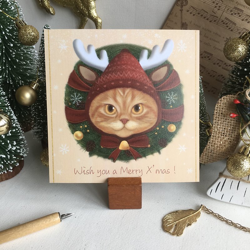 巨喵国的猫麋 - 圣诞明信片 - 卡片/明信片 - 纸 橘色