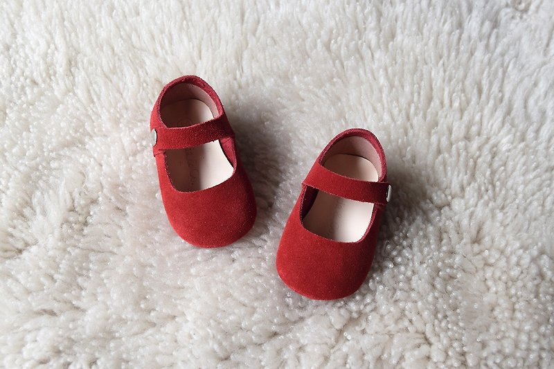 红色婴儿鞋 弥月礼盒 学步鞋 婴儿礼物 女宝宝礼物 满月礼 百日宴 - 满月礼盒 - 真皮 红色