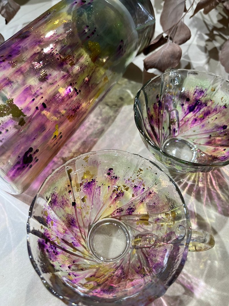 紫翠金迷茶组 玻璃杯 花茶杯 冷水壶 琉璃 双杯 对杯 花草茶组 - 茶具/茶杯 - 玻璃 透明