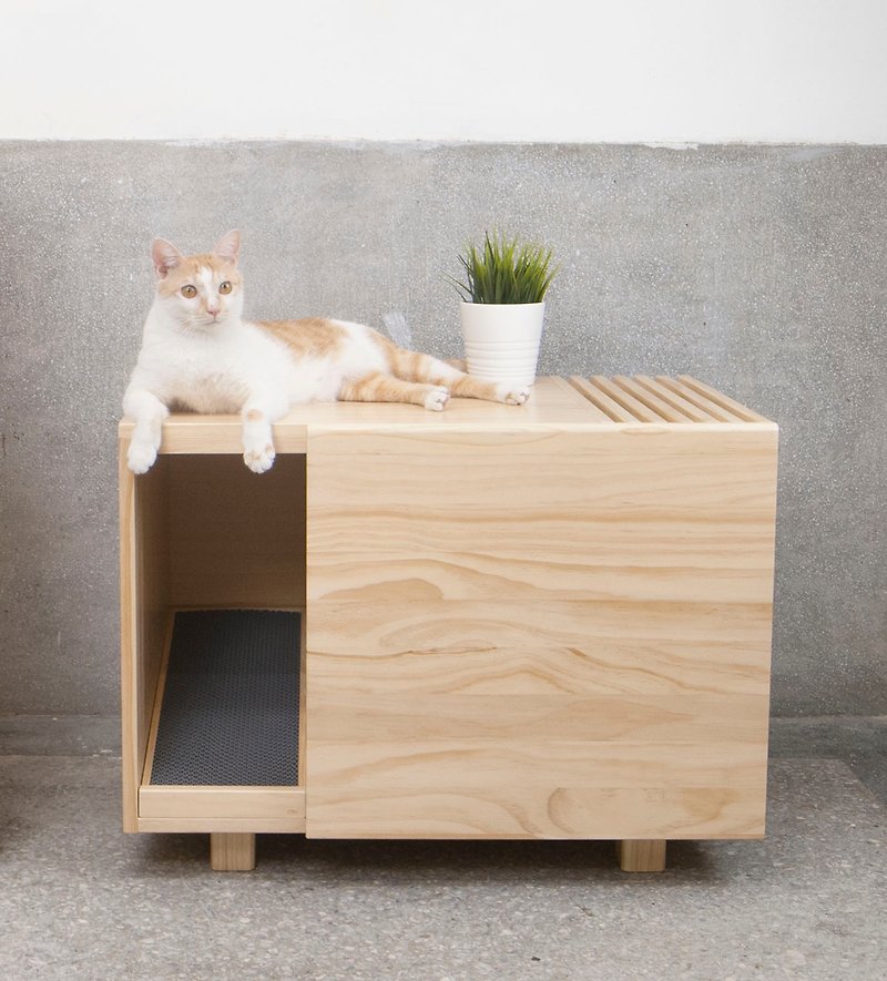 【初木】单层猫砂柜 - 抓板/跳台 - 木头 咖啡色