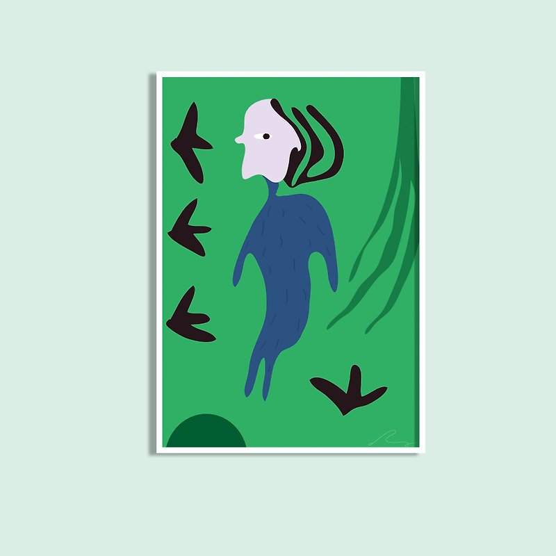 海草人-原創插畫裝飾畫/不含框 - 海报/装饰画/版画 - 纸 绿色