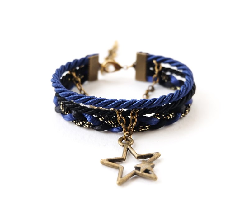 Star layered bracelet in navy blue / black / glittered black - 手链/手环 - 其他材质 蓝色