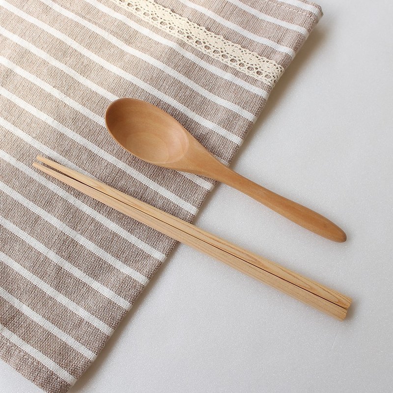 餐具组(筷子 + 汤匙) - 筷子/筷架 - 木头 