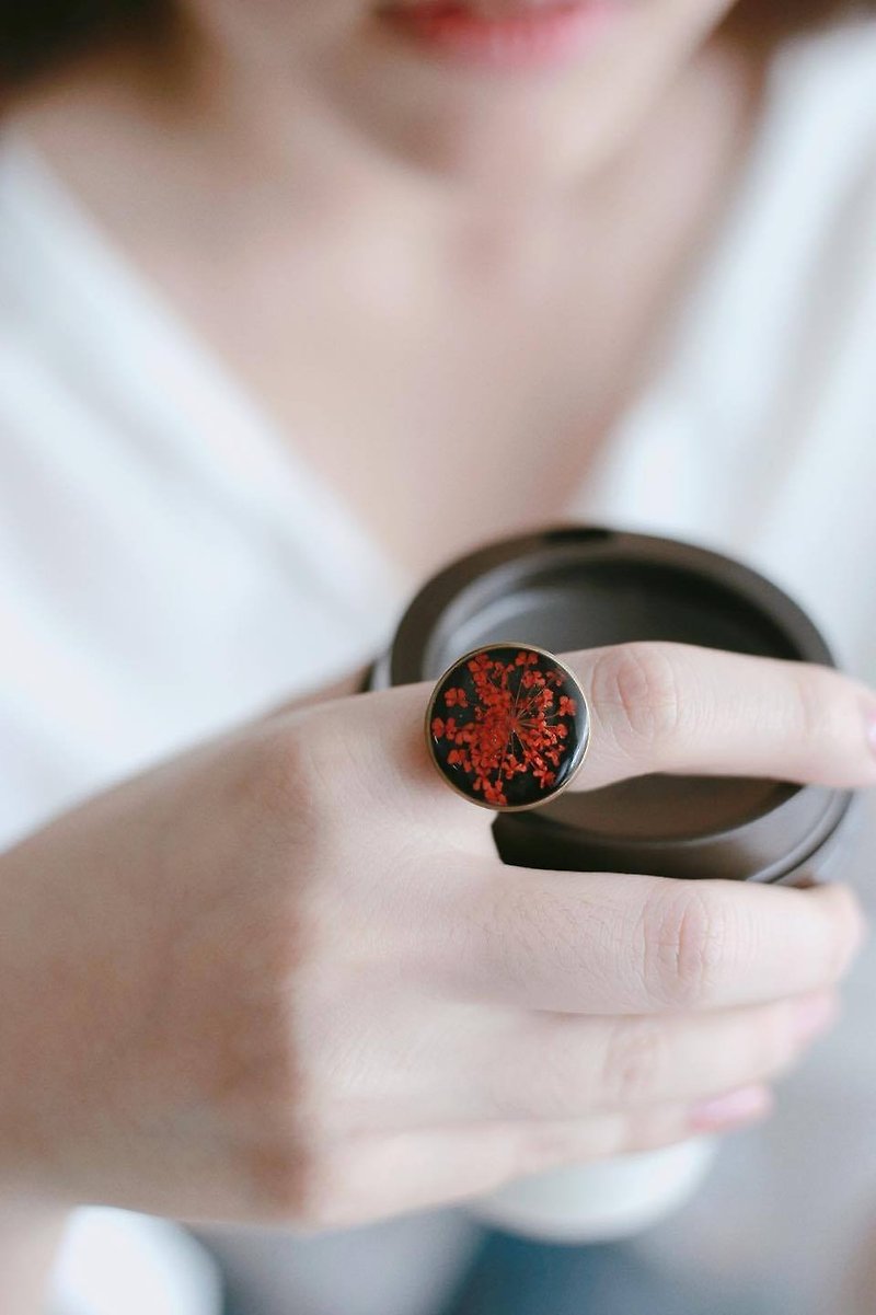 Ammi majus (Red)-Ring (Bronze color)20 mm - 戒指 - 植物．花 红色