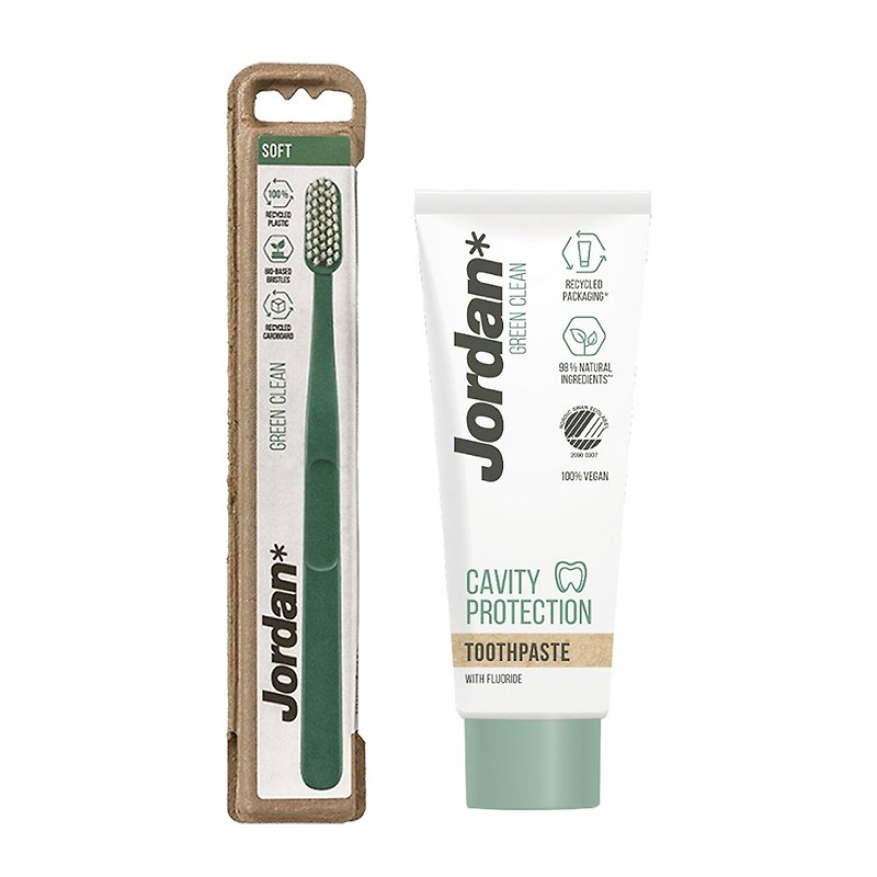 【Jordan】爱护地球环保Green Clean成人组合(牙刷+牙膏) - 卫浴用品 - 环保材料 多色