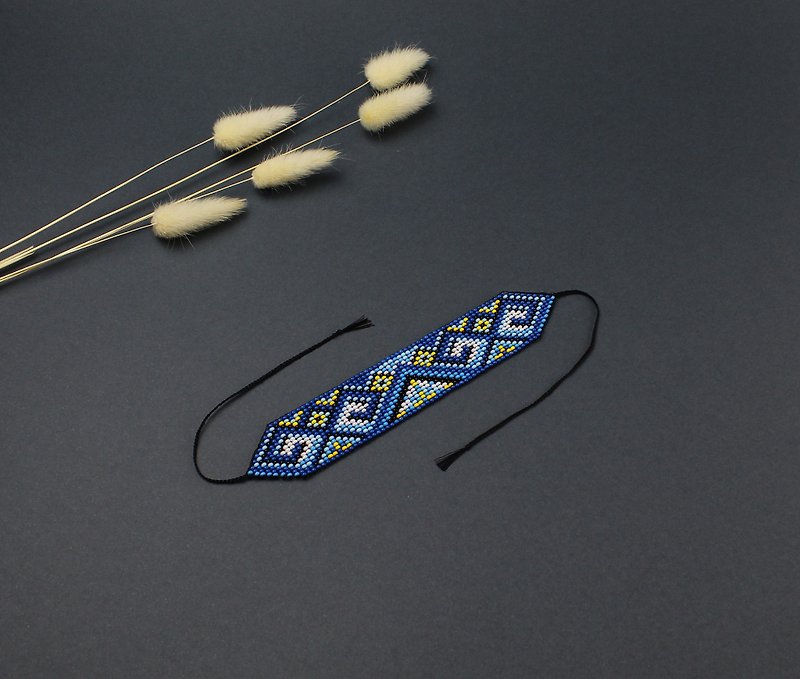 Handmade beaded bracelet jewelry for women - 手链/手环 - 玻璃 蓝色