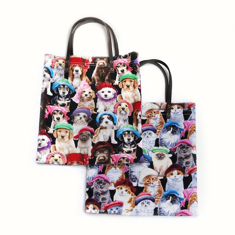 Cats X Dogs Tote Bag / We are Family - 手提包/手提袋 - 棉．麻 多色