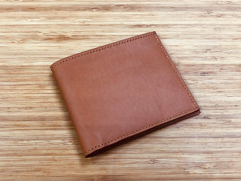 红棕真皮手工短夹 6卡夹层+2暗层 现货 圣诞礼物 - 皮夹/钱包 - 真皮 咖啡色
