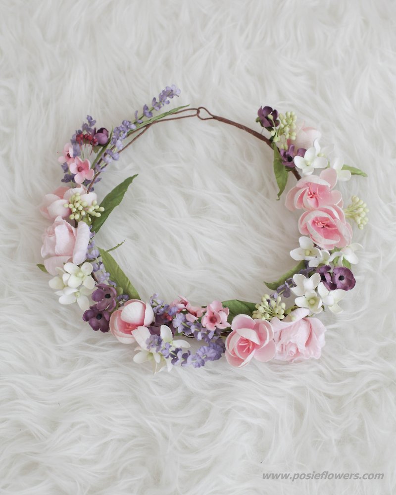 Sweet Pink&Purple Handmade Floral Crown - 发饰 - 纸 紫色