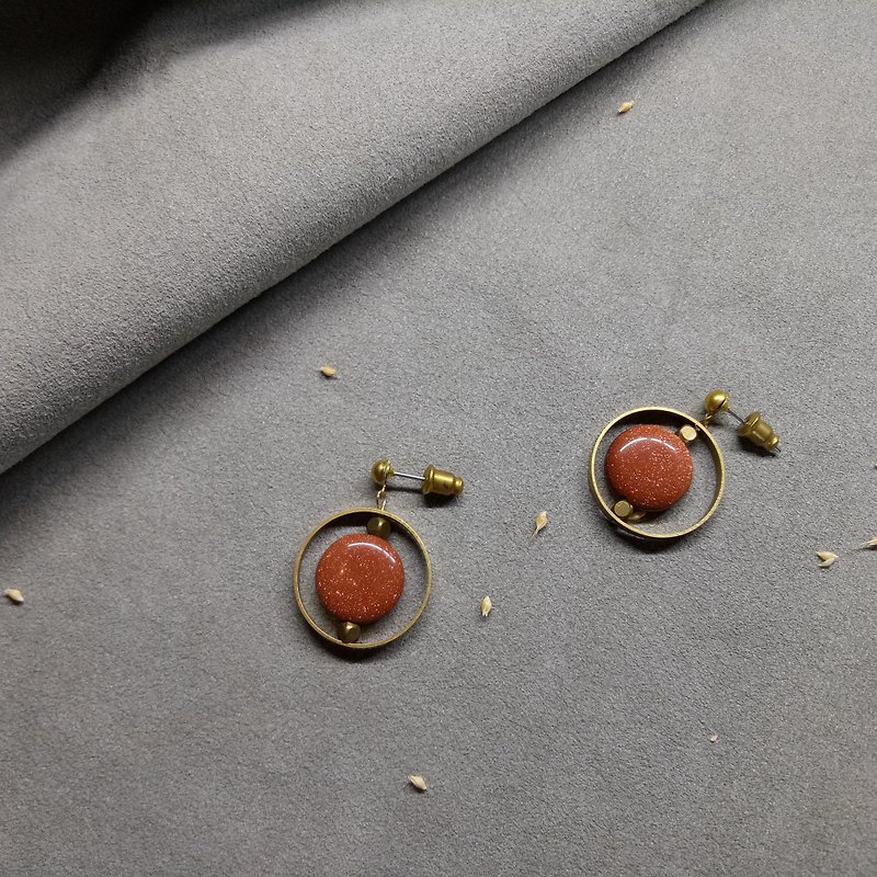 金砂石个性设计款耳环- 耳针 / 耳夹 - 耳环/耳夹 - 宝石 橘色