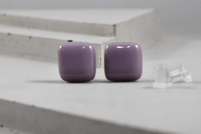 琉璃耳环-Pantone 2635 - 耳环/耳夹 - 玻璃 紫色