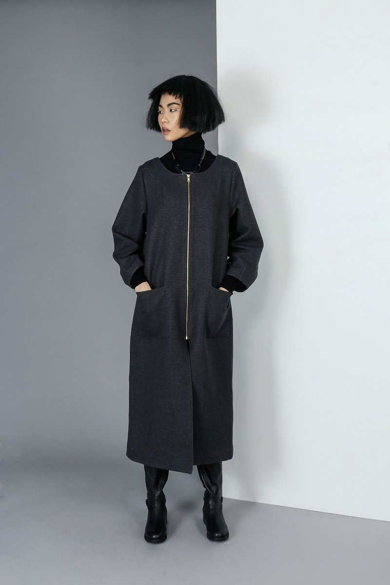 【订制】长外套大衣 - 女装休闲/机能外套 - 聚酯纤维 灰色