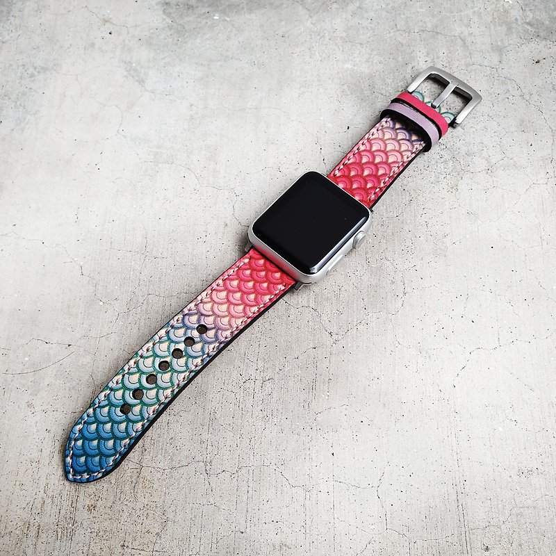Apple Watch Band 38mm 42mm 40mm 44mm, HandStitched Handmade - 表带 - 真皮 粉红色