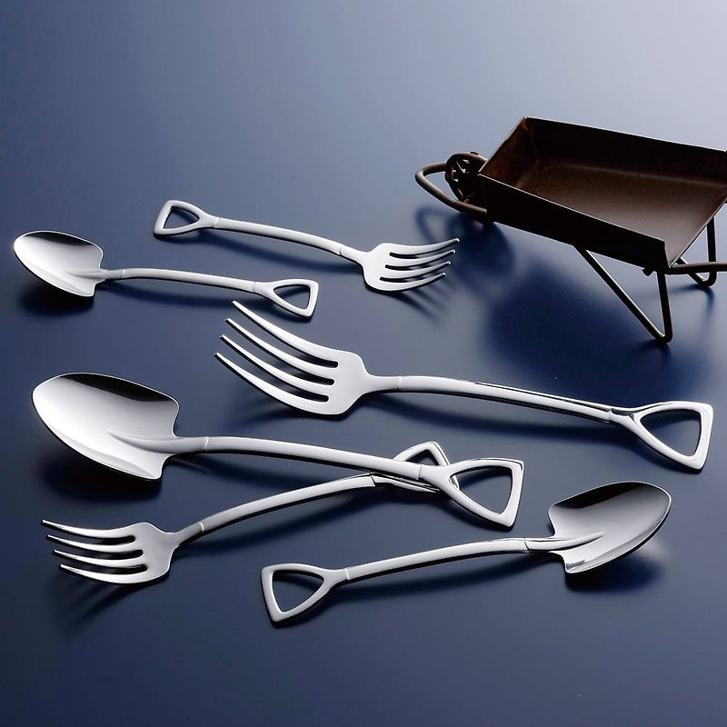 【日本制】SALUS 工业风铲子餐具 - 餐刀/叉/匙组合 - 不锈钢 银色