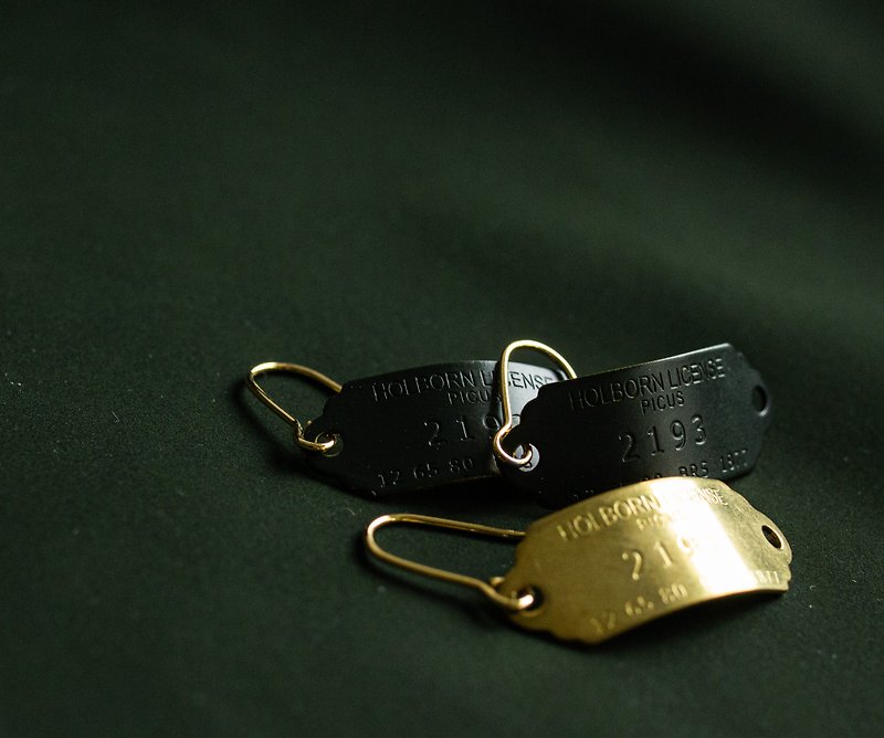 日本PICUS 纯黄铜古董挂牌耳环 - 耳环/耳夹 - 铜/黄铜 金色