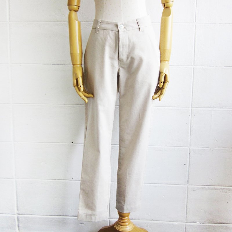 Linen-Cotton Blend Cropped Pants Natural Color - 女装长裤 - 棉．麻 灰色