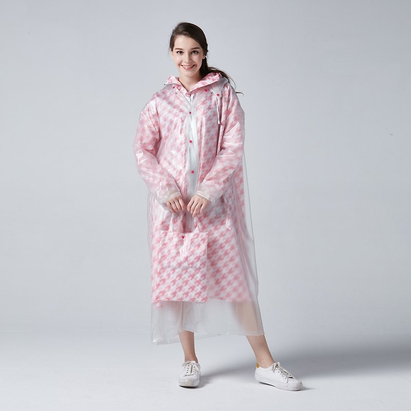 BAOGANI B04双层雨衣-千鸟格(粉红) - 雨伞/雨衣 - 防水材质 粉红色