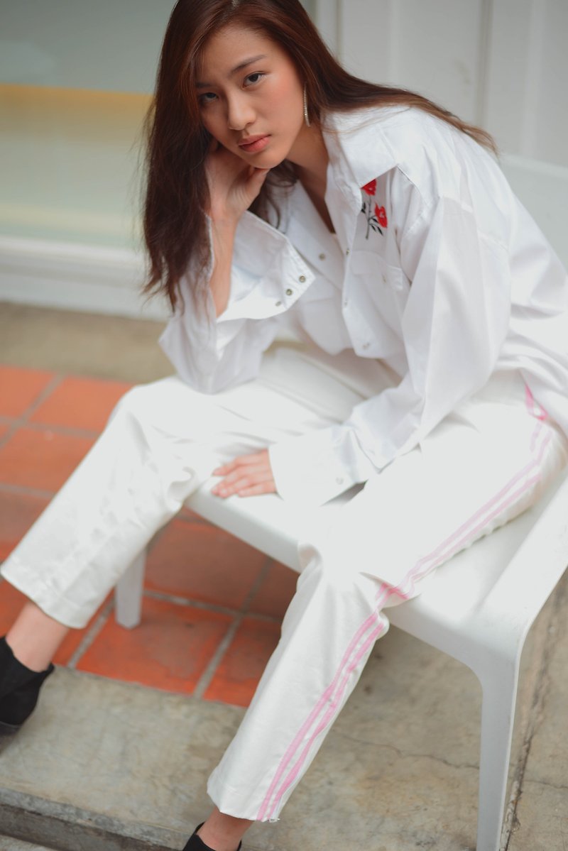 Highestjump pant zip pink-Off white - 女装长裤 - 其他材质 白色