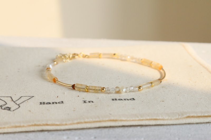 六月诞生石 手链 金发晶 珍珠 - 无限循环 - - 手链/手环 - 宝石 黄色