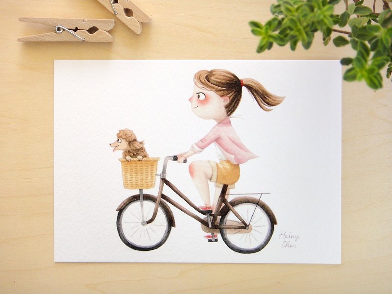 单车时光 水彩插画明信片 万用卡 艺术画卡 - 卡片/明信片 - 纸 多色