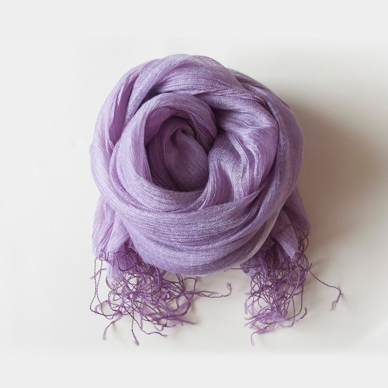 植物手染系列—浪漫 紫草染色 丝巾/围巾 - 丝巾 - 棉．麻 紫色