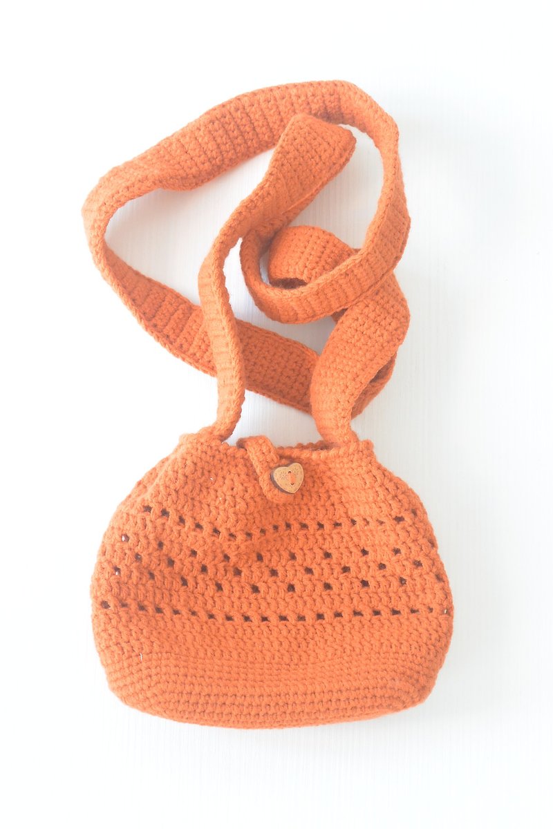 手感编织散步包 - 侧背包/斜挎包 - 棉．麻 橘色