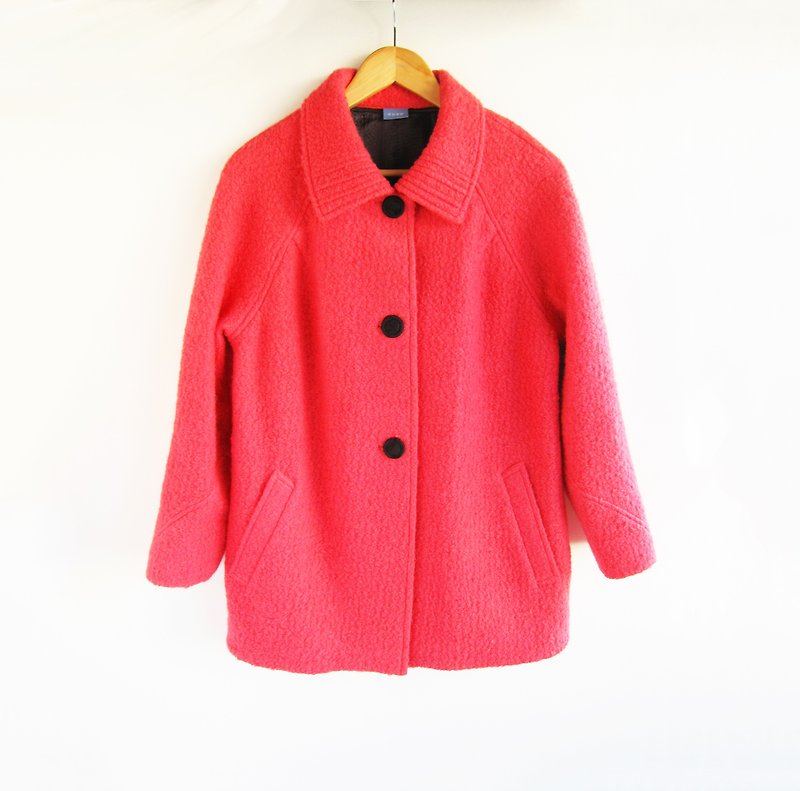 冬，粉红甜心大衣 - 女装休闲/机能外套 - 羊毛 红色